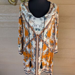 Angie Orange and Cream Floral Dress